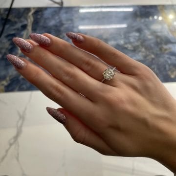 925 Ayar Gümüş Yarım Tur Taşlı Tektaş Mozanite