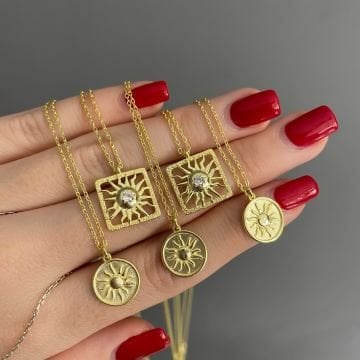 925 Ayar Gümüş İthal Tasarım Güneş Kolye Suny