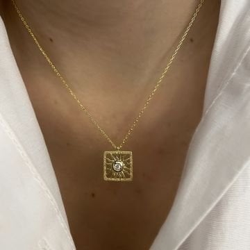 925 Ayar Gümüş İthal Tasarım Güneş Kolye Suny