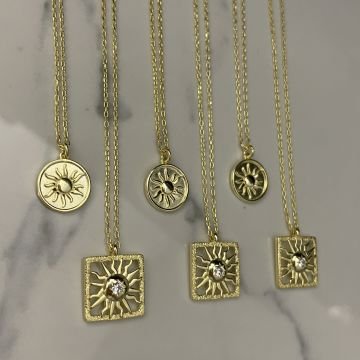 925 Ayar Gümüş İthal Tasarım Güneş Kolye Suny