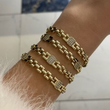 İthal Altın Modeli Taşlı Zincir Bileklik