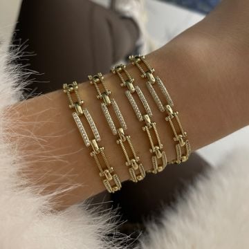 İthal Taş Detaylı Tasarım Zincir Bileklik Claris