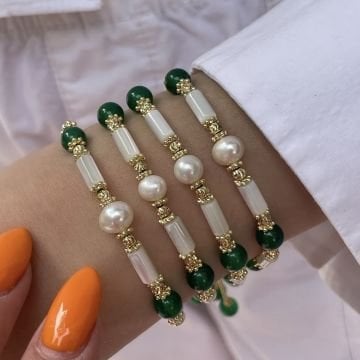 İthal İnci Ve Sedef Taşlı Doğaltaş Bileklik Sima