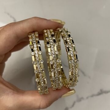 İthal Taş Detaylı Tasarım Kelepçe Bileklik Liana