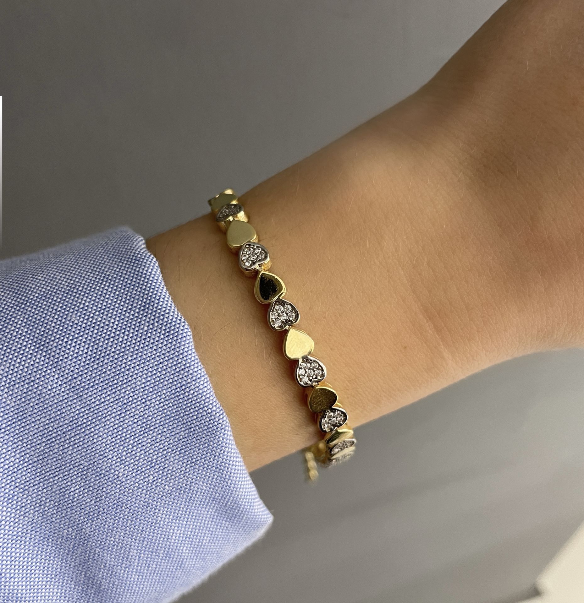 925 Ayar Gümüş Taş Detaylı Kalp Bileklik Lexi