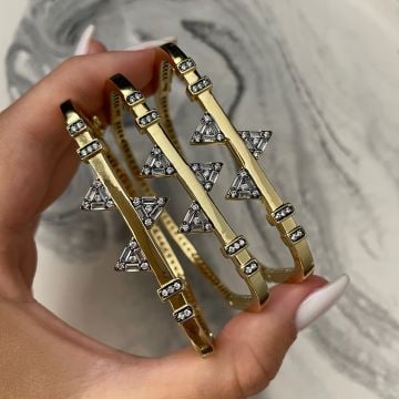 Baget Taş Tasarımlı İthal Kelepçe Bileklik Lidia