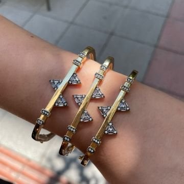 Baget Taş Tasarımlı İthal Kelepçe Bileklik Lidia