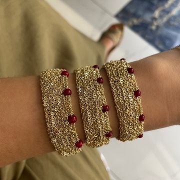 Mercan Taşlı Zincir Bileklik Jeremy