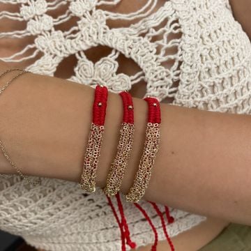 Zincirli Örgü Tasarım Bileklik Helina