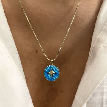 İthal Taş Detaylı Tasarım Opal Taşlı Kolye Veluna