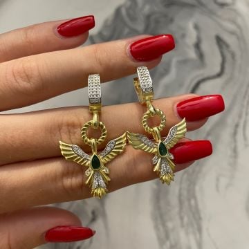 925 Ayar Gümüş Zümrüt Taşlı Anka Kuşu Kolye Alize