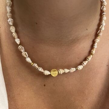 Deniz Kabuklu Gold Detaylı Tasarım Kolye