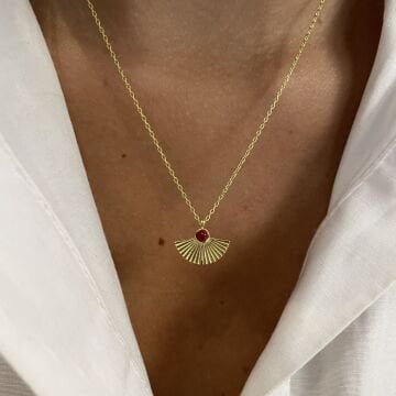 925 Ayar Gümüş İthal Mercan Taşlı Yelpaze Kolye