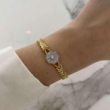 925 Ayar Gümüş Altın Modeli Pars Bileklik Pars