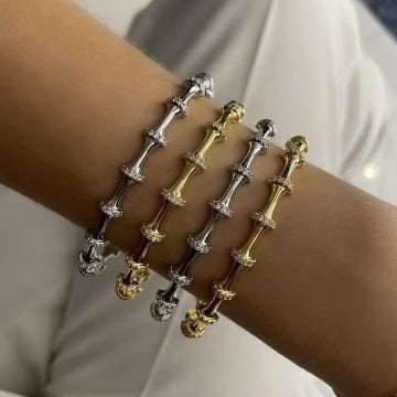 İthal Taş Detaylı Tasarım Kelepçe Bileklik