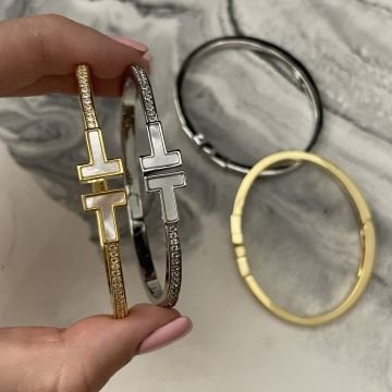 İthal Sedef Taşlı Tasarım Kelepçe Bileklik Aisha