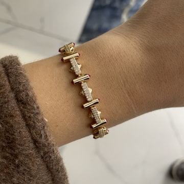 İthal Yakut Taş Detaylı Tasarım Bileklik