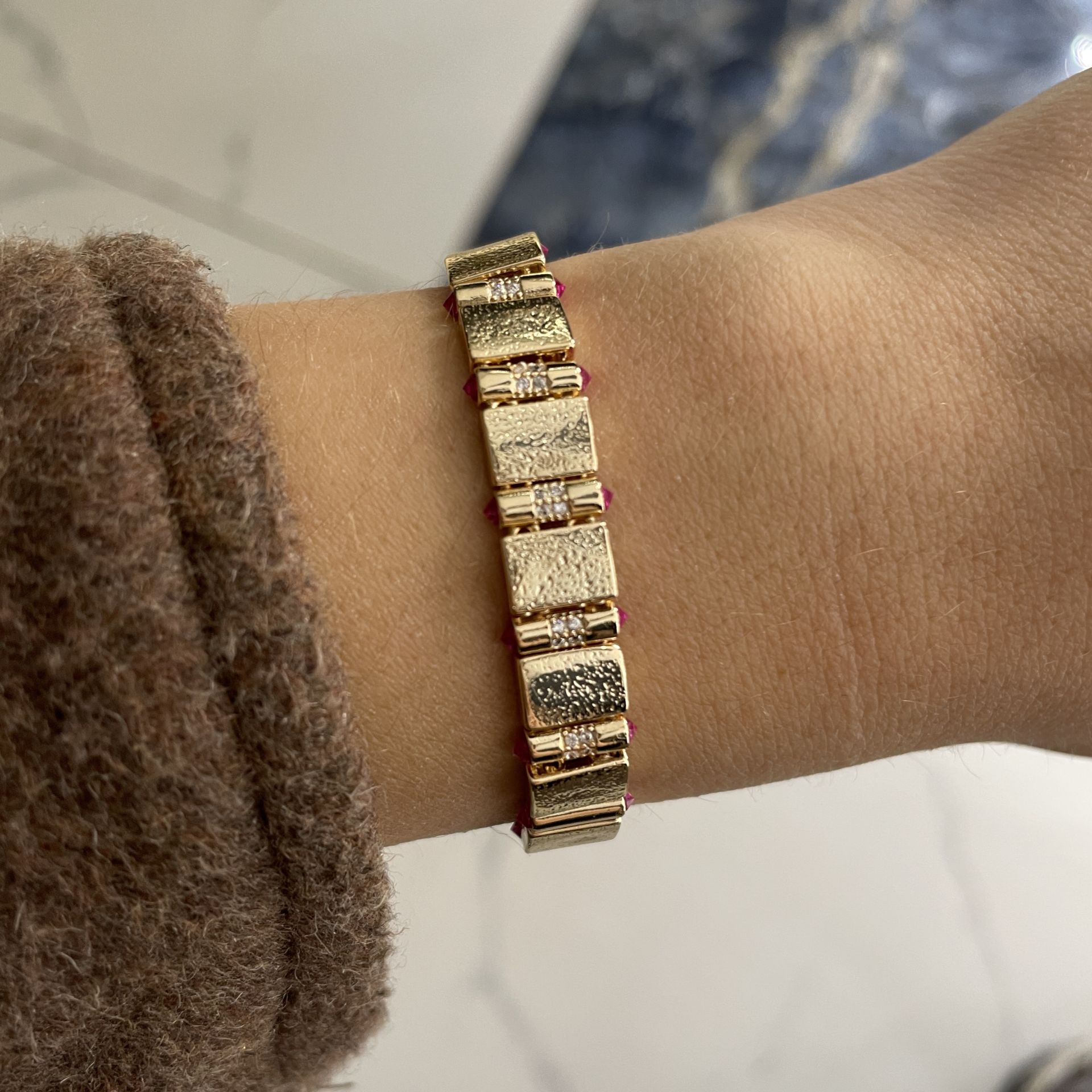 İthal Yakut Taş Detaylı Tasarım Bileklik