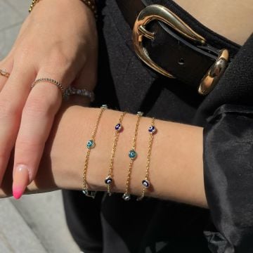 925 Ayar Gümüş Minimal Nazar Boncuklu Bileklik Ayçıl