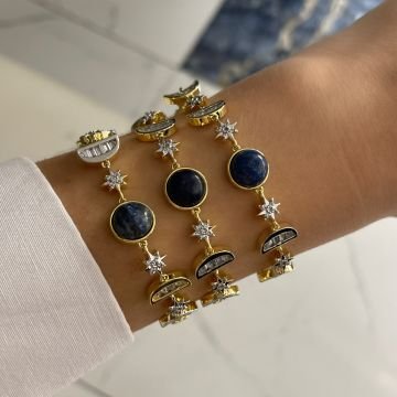 İthal Lapis Lazuli Taşlı Tasarım Bileklik Hilda