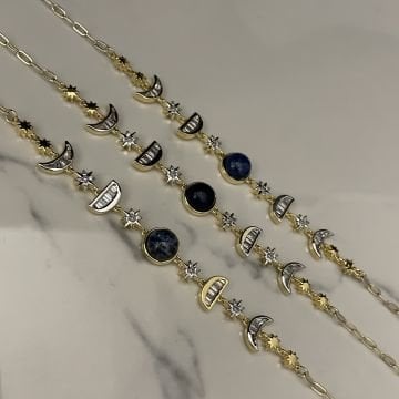 İthal Lapis Lazuli Taşlı Tasarım Bileklik Hilda