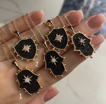 925 Ayar Gümüş İthal Oniks Taşlı Tasarım Kolye