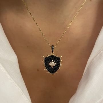 925 Ayar Gümüş İthal Oniks Taşlı Tasarım Kolye