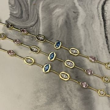 925 Ayar Gümüş İthal Doğaltaş Tasarım Bileklik Navy