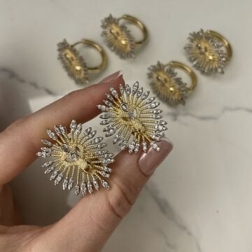 İthal Taşlı Tasarım Aslan Küpe Leonis