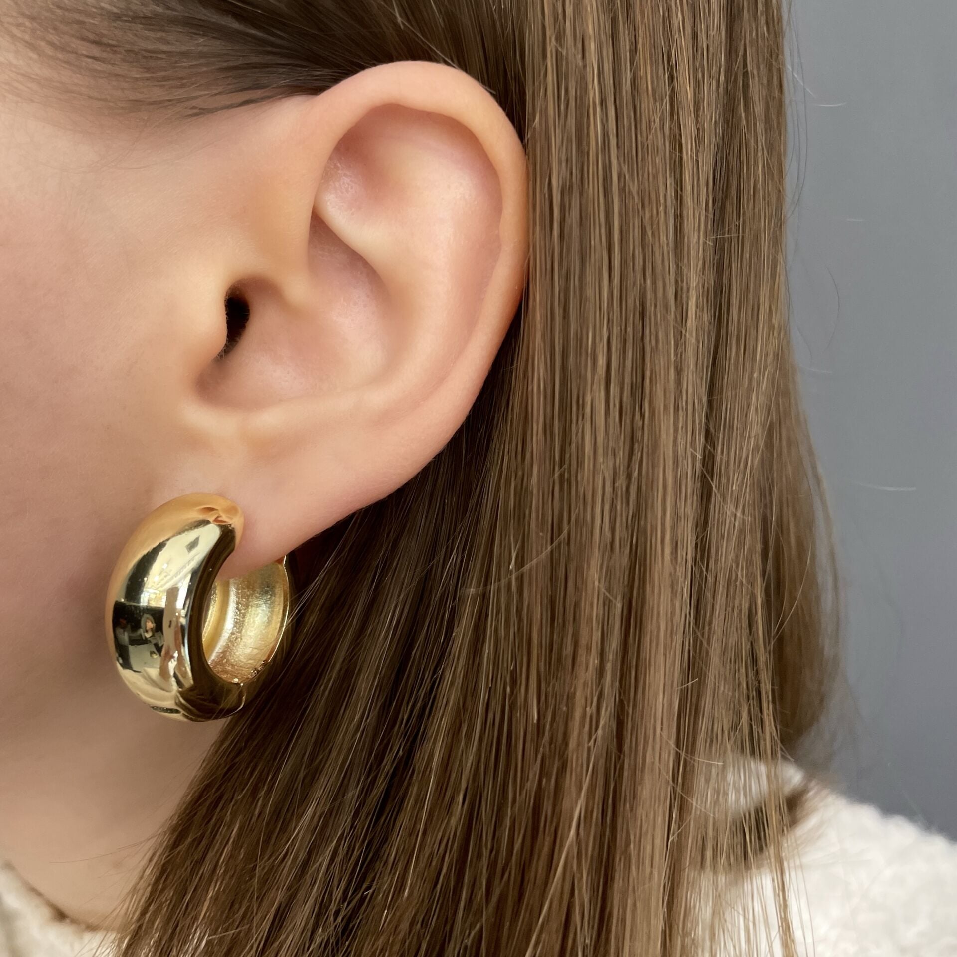 İthal Gold Halka Küpe Viona