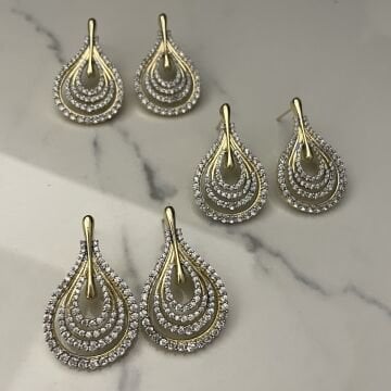 İthal Taşlı Damla Model Küpe