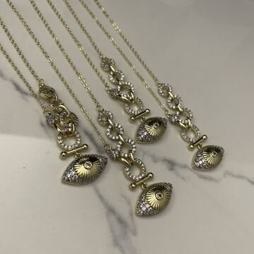 İthal Taşlı Tasarım Göz Kolye