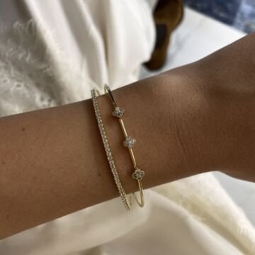 İthal Yonca Model Tasarım Taşlı Kelepçe Bileklik Savira