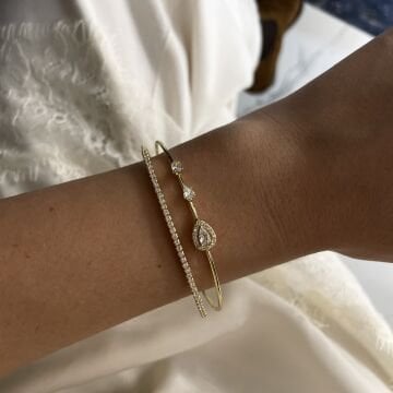 İthal Damla Taş Model Tasarım Kelepçe Bileklik Elisse