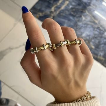 925 Ayar Gümüş İthal İki Renkli Tasarım Yüzük Marco