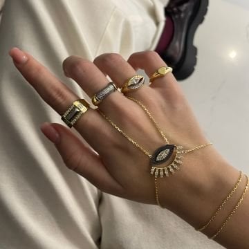 925 Ayar Gümüş İthal Taşlı Tasarım Göz Şahmeran Lia