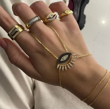 925 Ayar Gümüş İthal Taşlı Tasarım Göz Şahmeran Lia