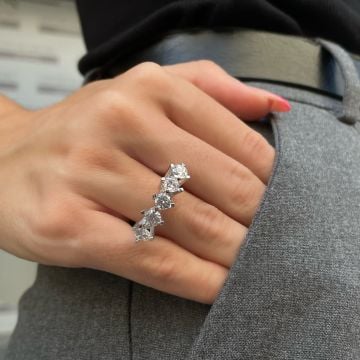 925 Ayar Gümüş Swarovski Beş Taşlı Yüzük Matilde