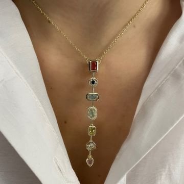 Taş Detaylı Tasarım Doğaltaş Kolye Lydia