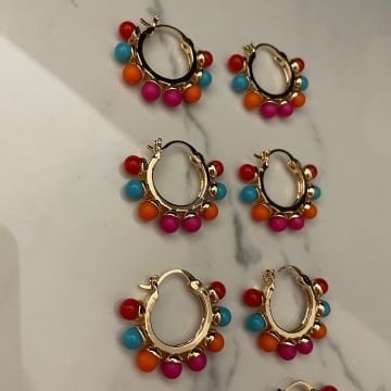 Renkli Taşlı Halka Küpe Bubble