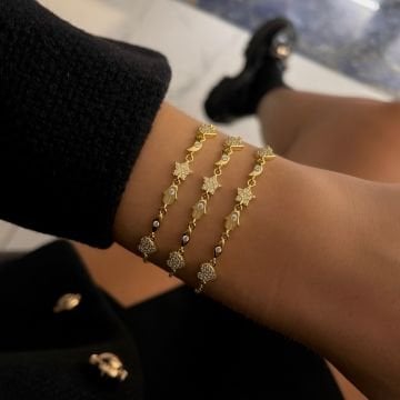 925 Ayar Gümüş Taşlı Ay Yıldız Tasarımlı Bileklik Alisa