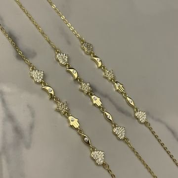 925 Ayar Gümüş Taşlı Ay Yıldız Tasarımlı Bileklik Alisa
