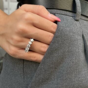 925 Ayar Gümüş Swarovski Beş Taşlı Yüzük Ivana