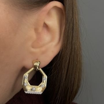 İthal İki Renkli Yıldız Model Tasarım Küpe