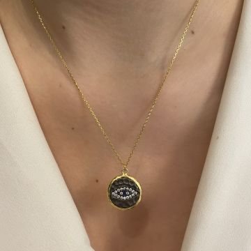 925 Ayar Gümüş İthal Tasarım Otantik Göz Kolye Silvia