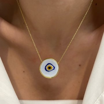 925 Ayar Gümüş Kolye Murano Beyaz