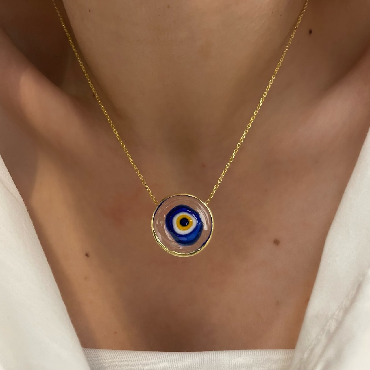 925 Ayar Gümüş Kolye Murano Şeffaf