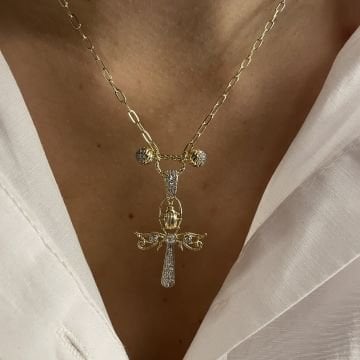 İthal Taş Detaylı Ank İşareti Tasarım Kolye Nadia