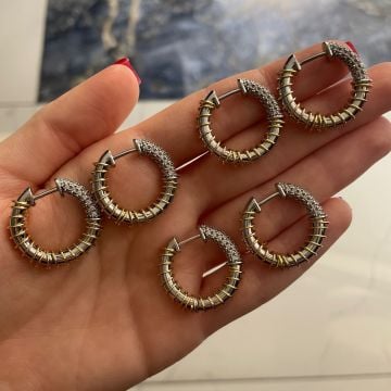 İthal İki Renkli Tasarım Halka Küpe Lipa