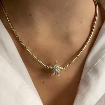 İthal Baget Taşlı Yıldız Model Tasarım Kolye Lena